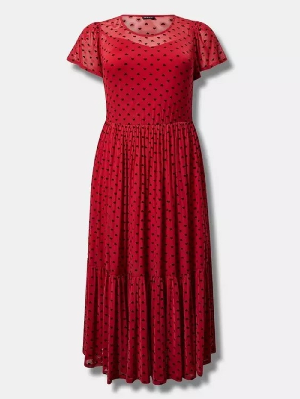 torrid Red Maxi Dress with Black Heart Dot Print